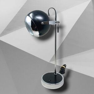 Vintage Hamilton Industries H-7 Eyeball Orb Desk Lamp Light Black Chrome MCM